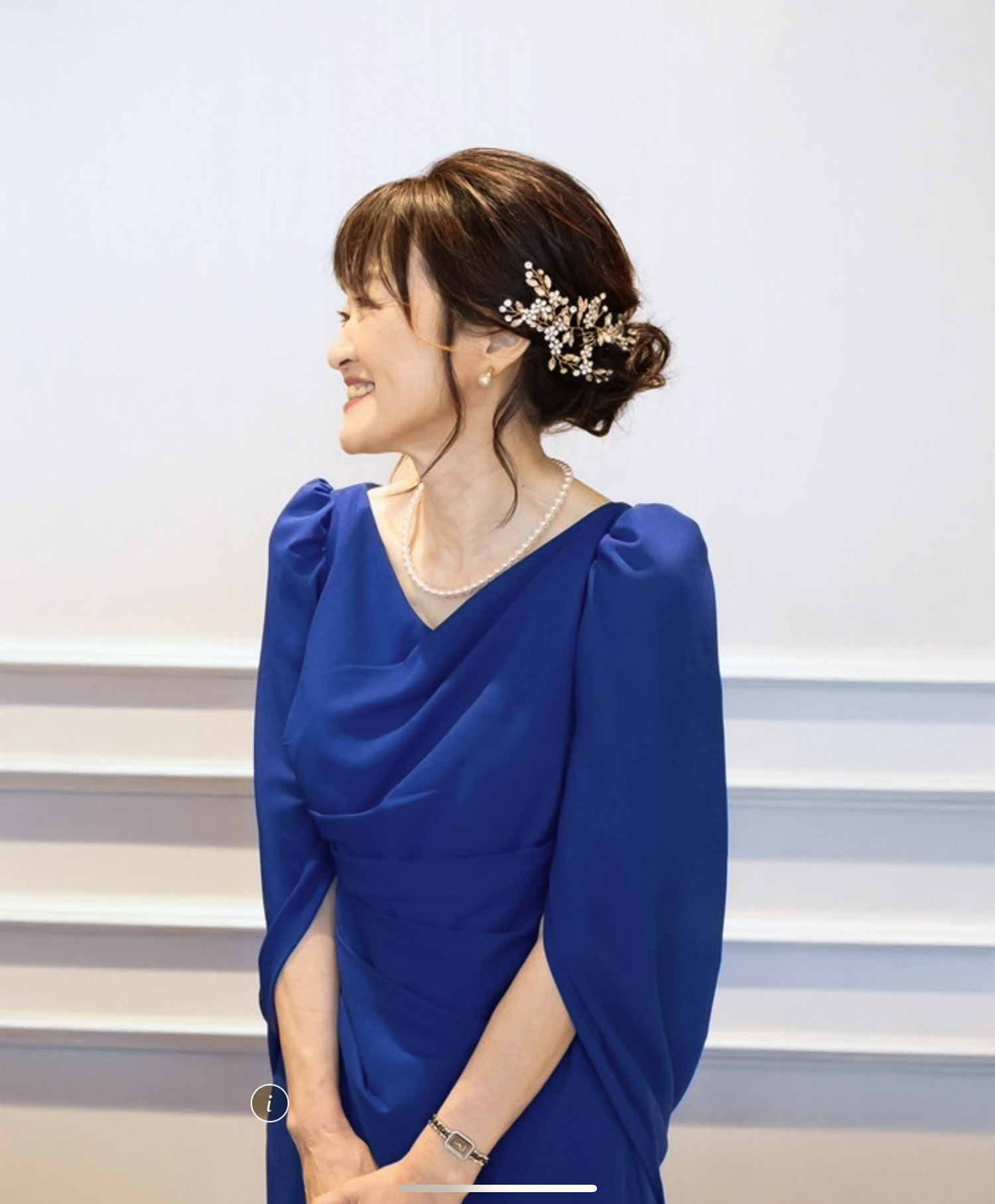 実際の結婚式 母親 フォーマルドレスL111ロイヤルブルー